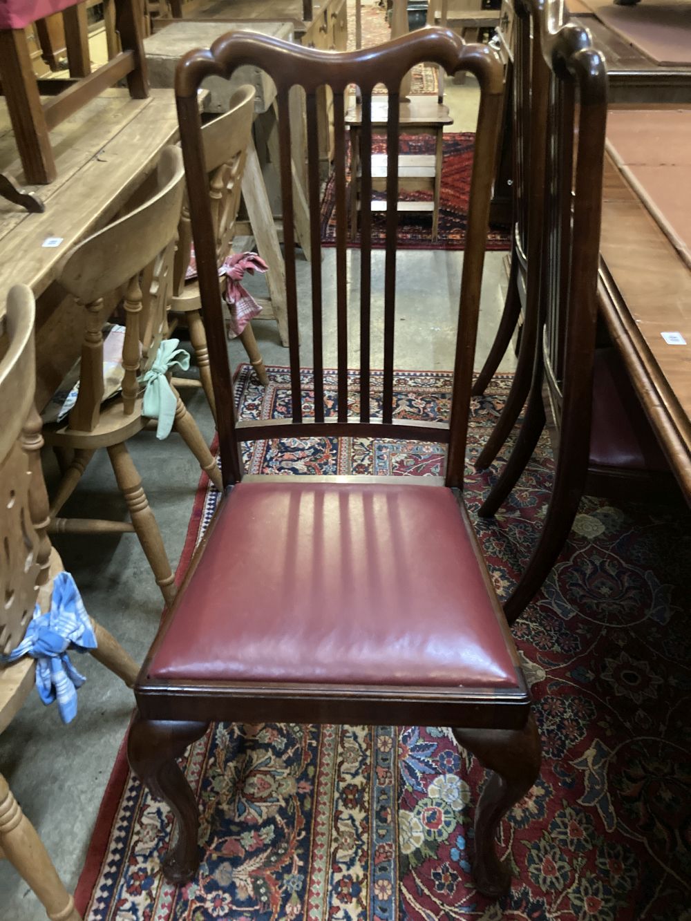 A set of eight mahogany dining chairs